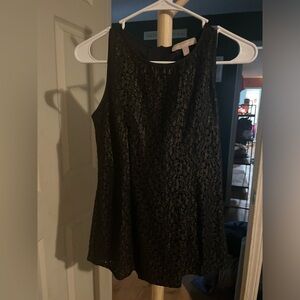 Banana Republic EXPOSED ZIP LACE TANK Black & Gold size 0  A025